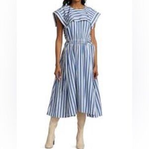 3.1 Phillip Lim Striped Midi Dress Handkerchief Sailor Collar Size 0 EUC